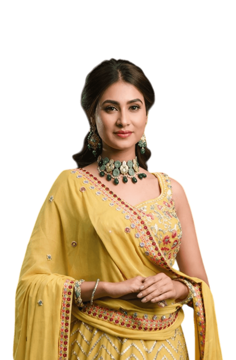 Woman wearing yellow ethnic outfit